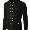 Men Handmade 100% Cotton black Embroidery BLACK Military Napoleon Hook Jacket by SportsManiaBoutique steampunk buy now online