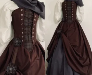 OUTLANDER LASS Fraser MacKenzie Clan Tartan Plaid Front Panel Steel Boned Bodice, Top, Scarf, Two Skirts and Flower Shirt Hike by LoriAnn by loriann37 steampunk buy now online