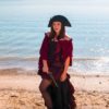 Pirate Corset Black and Burgundy, Costume, Custom XS-3X, Gothic Victorian Steampunk Steel-Boned Real Corset, Western, Medieval, Maroon, Red by SilverLeafCostumes steampunk buy now online