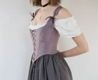 Renaissance Corset Bodice in Purple Silk Dupioni | Cottage Core | Underbust Corset | Corset with Straps | Fairy Corset | Corset Top by FrenchMeadows steampunk buy now online