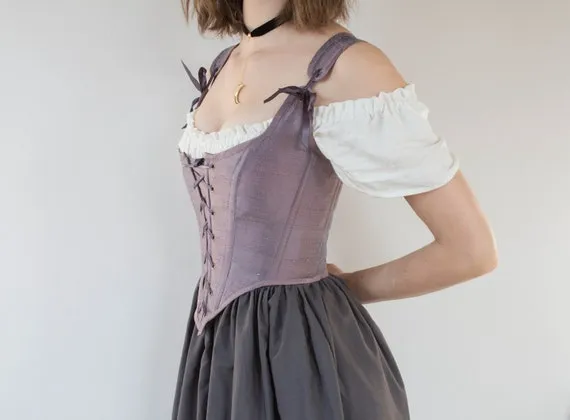 Renaissance Corset Bodice in Purple Silk Dupioni | Cottage Core | Underbust Corset | Corset with Straps | Fairy Corset | Corset Top by FrenchMeadows steampunk buy now online