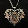 Romantic Steampunk jewellery - Charming silver and rose gold heart shaped Steampunk Pendant Necklace with diamante crystal rhinestones by KindHeartsEmporium steampunk buy now online