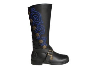 SALE** Black Leather Nobleman's Boots with Blue Embroidery by ArisArcher steampunk buy now online
