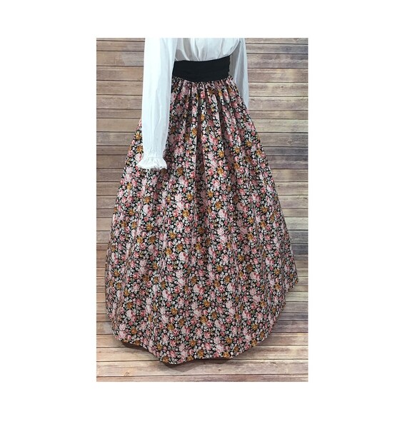 Skirt and Sash - Renaissance Civil War Victorian Southern Belle LARP Cosplay Dickensonian Pioneer - pink floral - dress costume by ArtsyCreations423 steampunk buy now online