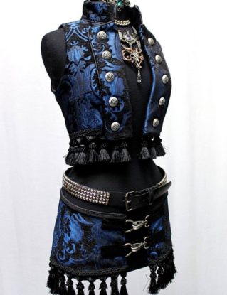 TOREADOR VEST - Blue/Black tapestry by ShrineofHollywood steampunk buy now online
