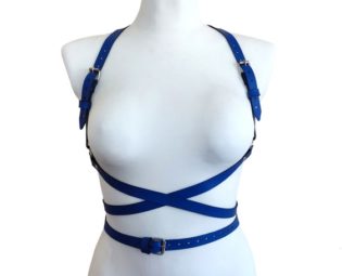 Vegan Leather Open Breast Harness with Crossed Straps • Eco Leather Chest Harness • Custom Size Available • Leather Lingerie by PainfulTouch steampunk buy now online