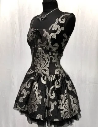 VICTORIAN BALLET DRESS - Silver on Black by ShrineofHollywood steampunk buy now online