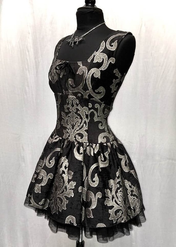 VICTORIAN BALLET DRESS - Silver on Black by ShrineofHollywood steampunk buy now online