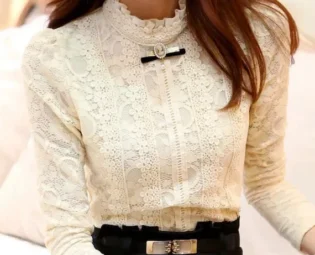 Victorian Cameo Brooch Blouse, Vintage Style Lace Top in Cream and Black by TheHouseOfRetroByJo steampunk buy now online