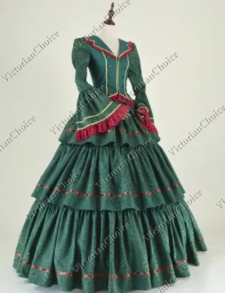 Victorian Christmas Holiday Ball Gown, Mrs Claus Dress, Civil War Belle Scarlett O'Hara Dress, Dickens' Carol Caroler Dress, Theater Costume by VictorianChoice steampunk buy now online