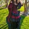 Wild West Skirt, Burgundy with Black Ruffles, Pirate Skirt, Western, Steampunk **FABRIC CHANGE - see description by SilverLeafCostumes steampunk buy now online
