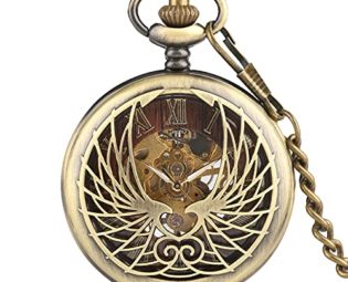 Gentleman Pocket Watch, Pocket Watch,Bronze Skeleton Mechanical Pocket Watch with Roman Numerals Display and Manual Winding (Color : Bronze) steampunk buy now online