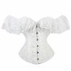 nvIEFE Women's Bustier Top Corset Bodyshaper Sexy Gothic Lace Up Floral Overbust Waist Trainer Slim Elastic Shaping Bodysuits Plus Size Lingerie (White Short Sleeve Corset, S) steampunk buy now online