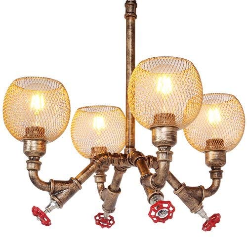 Raelf 4 Heads Industrial Vintage Pendant Light Metal Water Pipe Lamp Rustic Steampunk Retro Ceiling 4 Lights Wrought Iron Pipe Chandelier Steampunk Carita Edison Chandelier E27 Socket Edison Lamp Chan steampunk buy now online