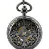 Gentleman Pocket Watch, Pocket watch,Hollow black dial manual winding men's pendant (Color : Black) steampunk buy now online