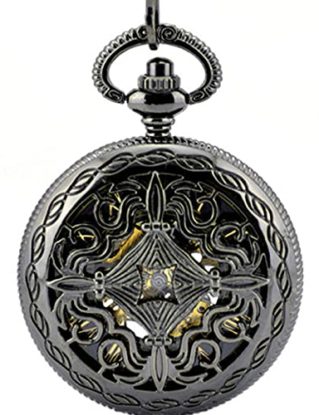 Gentleman Pocket Watch, Pocket watch,Hollow black dial manual winding men's pendant (Color : Black) steampunk buy now online