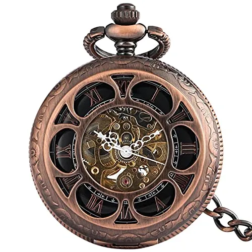 Gentleman Pocket Watch, Pocket watch,Hollow Sunflower Mechanical Automatic Retro Pocket Watch Black Roman Numeral Dial (Color : Mekin) steampunk buy now online