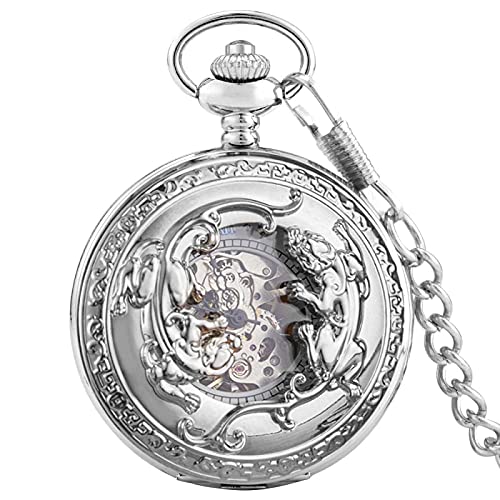 Gentleman Pocket Watch, Pocket watch,Black/Silver/Bronze Engraved Manipulator Pocket Watch (Color : Silver) steampunk buy now online