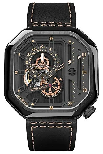 Agelocer Men's Top Brand Automatic Mechanical Fashion Punk Square Luminous Analog Luxury Watch (NK_5803J3) steampunk buy now online