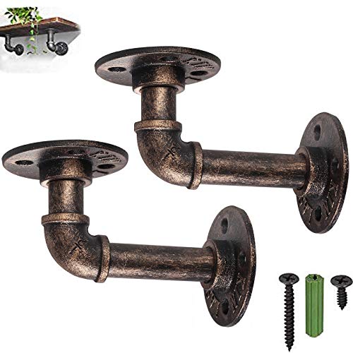 Pipe Shelf Bracket, eSynic 2Pcs Pipe Shelf Brackets Industrial Tube Rack Shelf for Book Shelf Rustic Floating Shelves Plumbing Pipe Shelf for Scaffold Board (9 * 13cm) steampunk buy now online