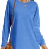 Xpenyo Women Loose Sweatshirt Crew Neck Long Sleeve Tops Basic Jumper Tunic Blouse Shirts Plus Size Tops for Winter Ocean Blue L steampunk buy now online