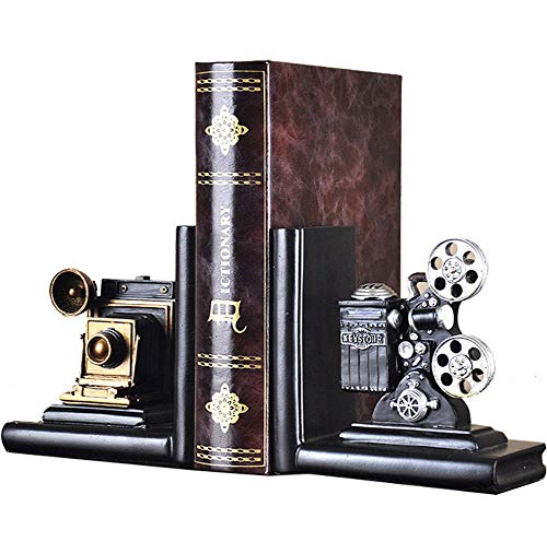 E-isata Shelf Book Ends Camera Movie Projector Bookends Heavy Vintage Storage Hipster Office Study CDs DVDs Travel Exploration Gifts Decoration Organiser steampunk buy now online