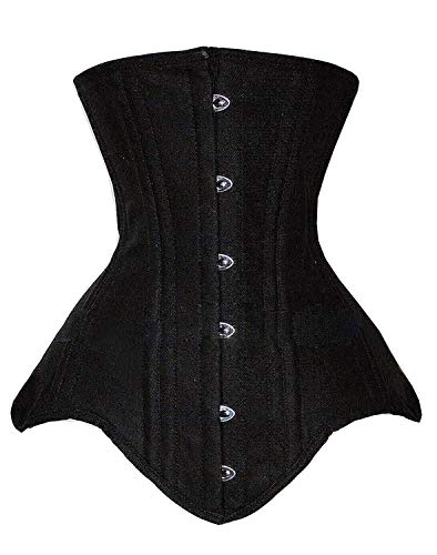 SHAPERX Women's Waist Training Corset Long Torso Double Steel Boned Edwardian Heavy Duty Underbust Cincher, UK-DT1969-Black-M steampunk buy now online