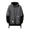 GURUNVANI Contrast Color Pullover Hoodie Mens Patchwork Hoodies Men, 09w107grey, Medium steampunk buy now online