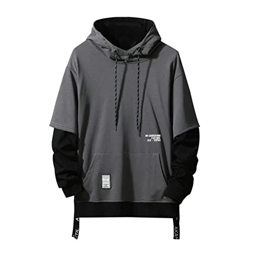 GURUNVANI Contrast Color Pullover Hoodie Mens Patchwork Hoodies Men, 09w107grey, Medium steampunk buy now online