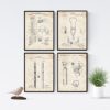Nacnic Vintage - Pack of 4 Medical Equipment Patent Sheets Ancient Patent and Invention Poster Set Choose your favourite colour. Printed on 250 g paper steampunk buy now online