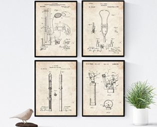 Nacnic Vintage - Pack of 4 Medical Equipment Patent Sheets Ancient Patent and Invention Poster Set Choose your favourite colour. Printed on 250 g paper steampunk buy now online