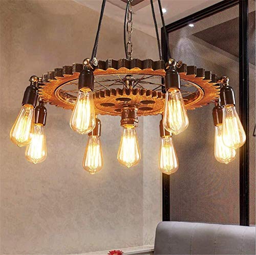 ZHENYUE Chandeliers ® Vintage Industrial Pendant Ceiling Light Steampunk Retro LOFT Creative Wooden Iron Gear Chandelier 9 Lights Living Room Bedroom Bar Restaurant Decoration Lighting Chandelier ZHEN steampunk buy now online