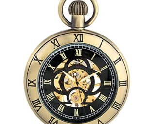 Gentleman Pocket Watch, Pocket watch,Roman numeral display mechanical pocket watch bronze/black/silver manual winding (Color : Bronze) steampunk buy now online