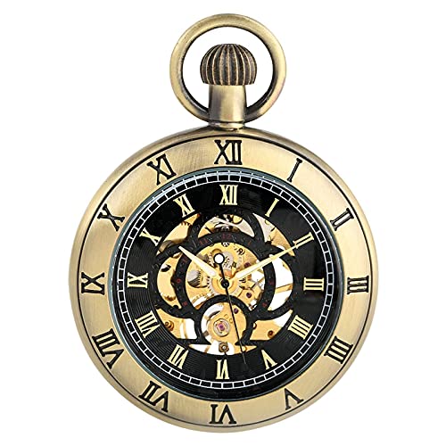 Gentleman Pocket Watch, Pocket watch,Roman numeral display mechanical pocket watch bronze/black/silver manual winding (Color : Bronze) steampunk buy now online