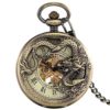 Gentleman Pocket Watch, Pocket watch,Mechanical retro roman numerals transparent skeleton manual winding pocket watch (Color : With30cmchain) steampunk buy now online