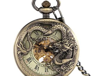 Gentleman Pocket Watch, Pocket watch,Mechanical retro roman numerals transparent skeleton manual winding pocket watch (Color : With30cmchain) steampunk buy now online