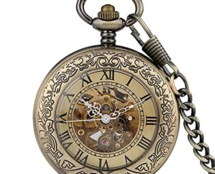 Gentleman Pocket Watch, Pocket watch,Mechanical self-winding roman numeral necklace pocket watch (Color : Copper) steampunk buy now online