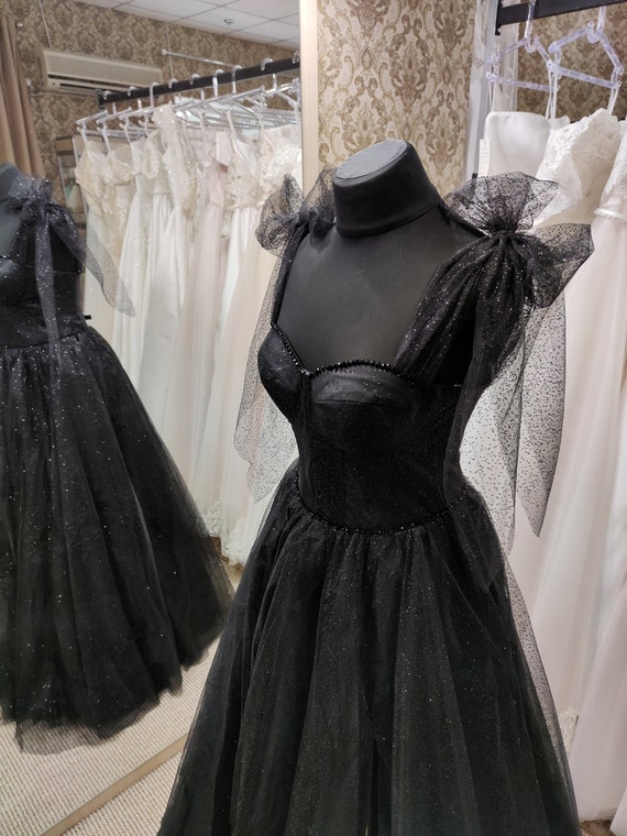 Black Tulle Dress, Sleeveless Evening Dress, Black Evening Gown, Black Party Dress, Wedding Guest Dress, Corset Dress by ollybridal steampunk buy now online