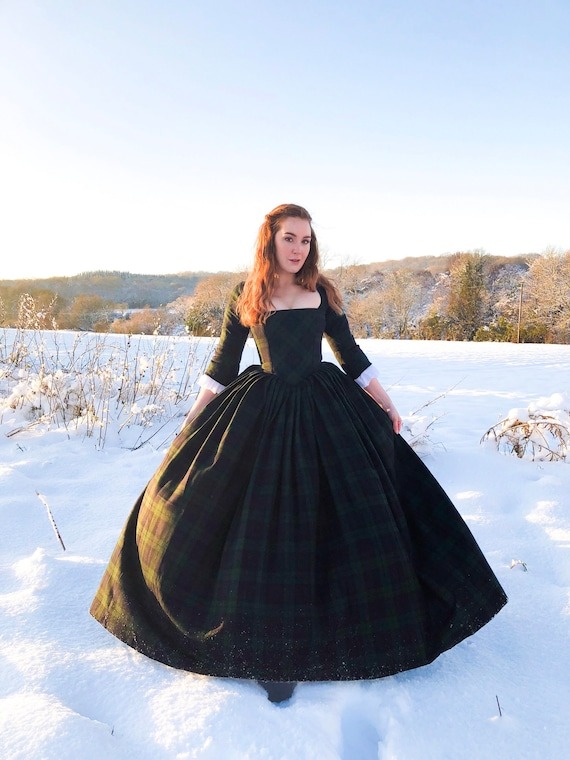 Outlander 18th century Claire Fraser style gown Highland country lady made in pure wool. by TheEnglishCostumeCo steampunk buy now online