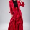 Red Jacket & Skirt Set, Faux Leather Party Wedding Cocktail Set, Floor Length Peasant Skirt, Short Rocker Jacket Formal Bold Extravagant Set by VirginSkin4UShop steampunk buy now online