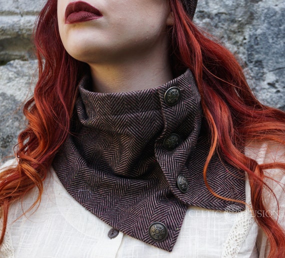 Tweed Scarf, Tweed Accessory, Celtic, Folk, Accessories, Retro Couture, Mori-Kei, Contemporary Tweed, Tweed Headband, Dandy, Neck Warmer by CELTICFUSIONDESIGN steampunk buy now online
