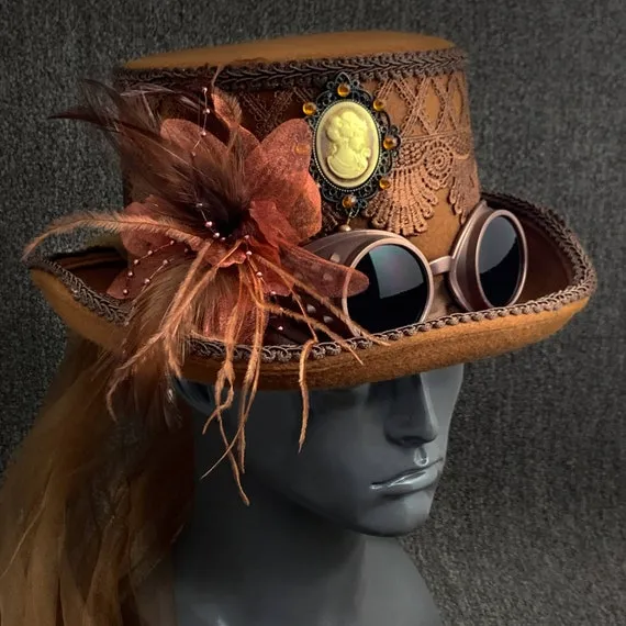 Vintage Steampunk Victorian Flowers lace & Goggles Top Hat by SunshinezzArt steampunk buy now online Vintage Steampunk Victorian Flowers lace & Goggles Top Hat by SunshinezzArt steampunk buy now online