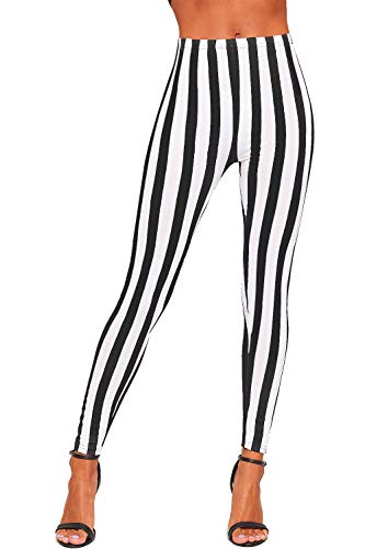 WearAll Women's Monochrome Contrast Stripe High Waist Stretch Leggings Ladies Elasticated - Black White - 8-10 steampunk buy now online