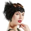 Coucoland Feather Headband 1920s Headpiece Vintage 1920s Flapper Headband Feather Crystal Headband Great Gatsby Costume Accessories Roaring 20's Accessories (Black) steampunk buy now online