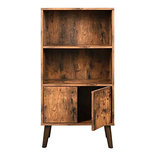 VASAGLE Retro Bookcase, 2-Tier Bookshelf with Doors, Storage Cabinet for Books, Photos, Decorations in Living Room, Office, Library, Mid-Century Modern, Brown LBC09BX steampunk buy now online
