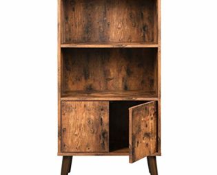 VASAGLE Retro Bookcase, 2-Tier Bookshelf with Doors, Storage Cabinet for Books, Photos, Decorations in Living Room, Office, Library, Mid-Century Modern, Brown LBC09BX steampunk buy now online