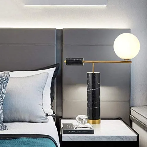 FengLing Desk lamp Modern Minimalist Personality Marble Base Milk White Lampshade Table Lamp Bedroom Bedside Desk Creative Decorative Lighting 50 * 65cm steampunk buy now online
