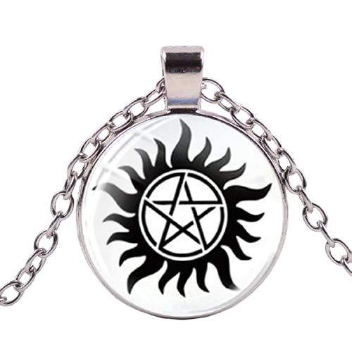 Supernatural Pentagram Devils Trap Necklace Dean Winchester Art Poster Glass Dome Pendant Supernatural TV Series Jewelry steampunk buy now online