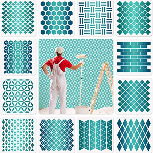 12 Sets Geometric Honeycomb Stencils Art Painting Templates Stencils for Scrapbooking Drawing Tracing DIY Furniture Wall Floor Decor, 7.87 x 7.87 Inch steampunk buy now online