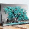Large Tree Turquoise Teal Leaves Black White Canvas Wall Art Picture Print (18in x 12in / 45cm x 30cm) steampunk buy now online